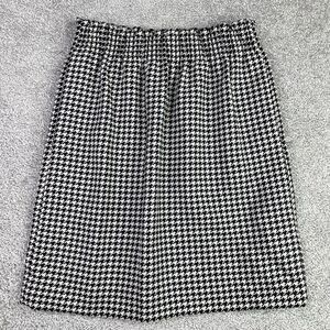 J. Crew Mini Skirt Women’s 0 Black White Houndstooth Pull On Wool Blend Lined
